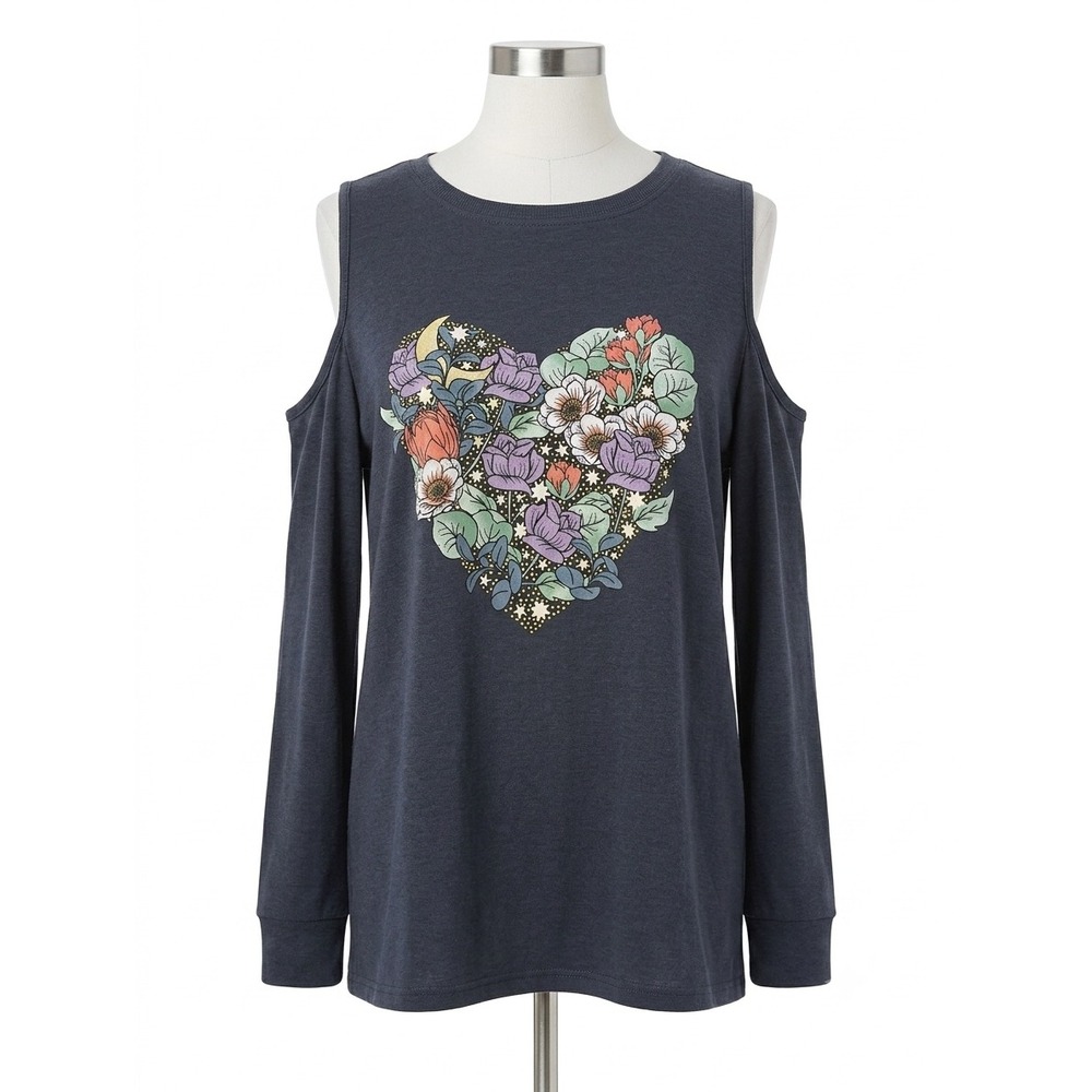Torrid Plus Size Floral Heart Cold Shoulder Top Size Small 1X